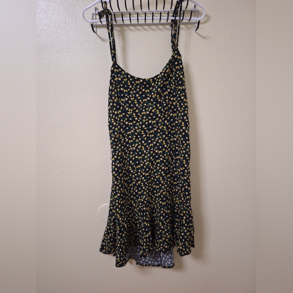 Wild Fable Black and Yellow Ruffled Mini Dress